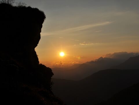 Sonnenuntergangsstimmung am Gipfel